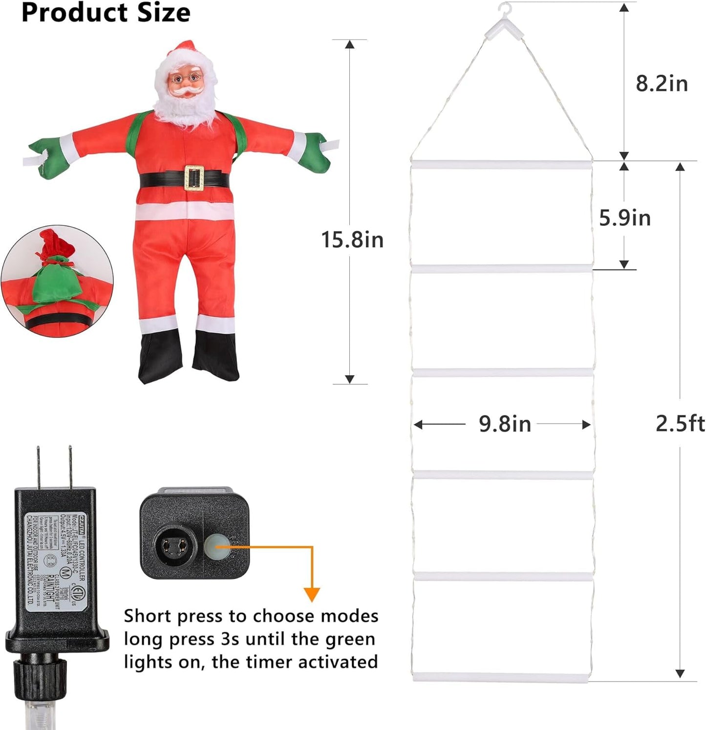 🎅 NOVO! BOŽIĆNA LED DEKORACIJA – DEDA MRAZ NA MERDEVINAMA 🎄