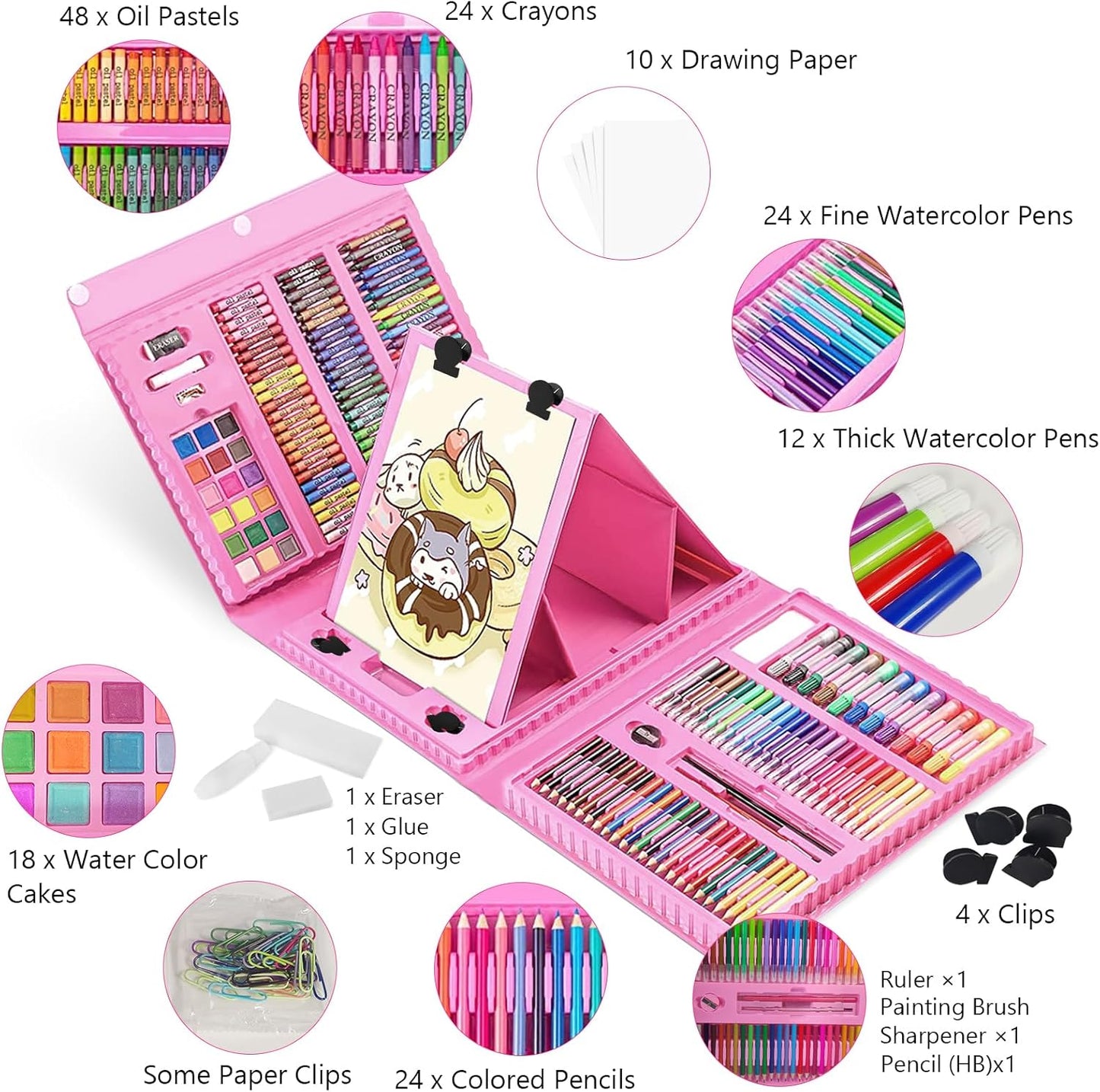 🎨 Super Mega Art Set – 208 delova u roze koferu 💖